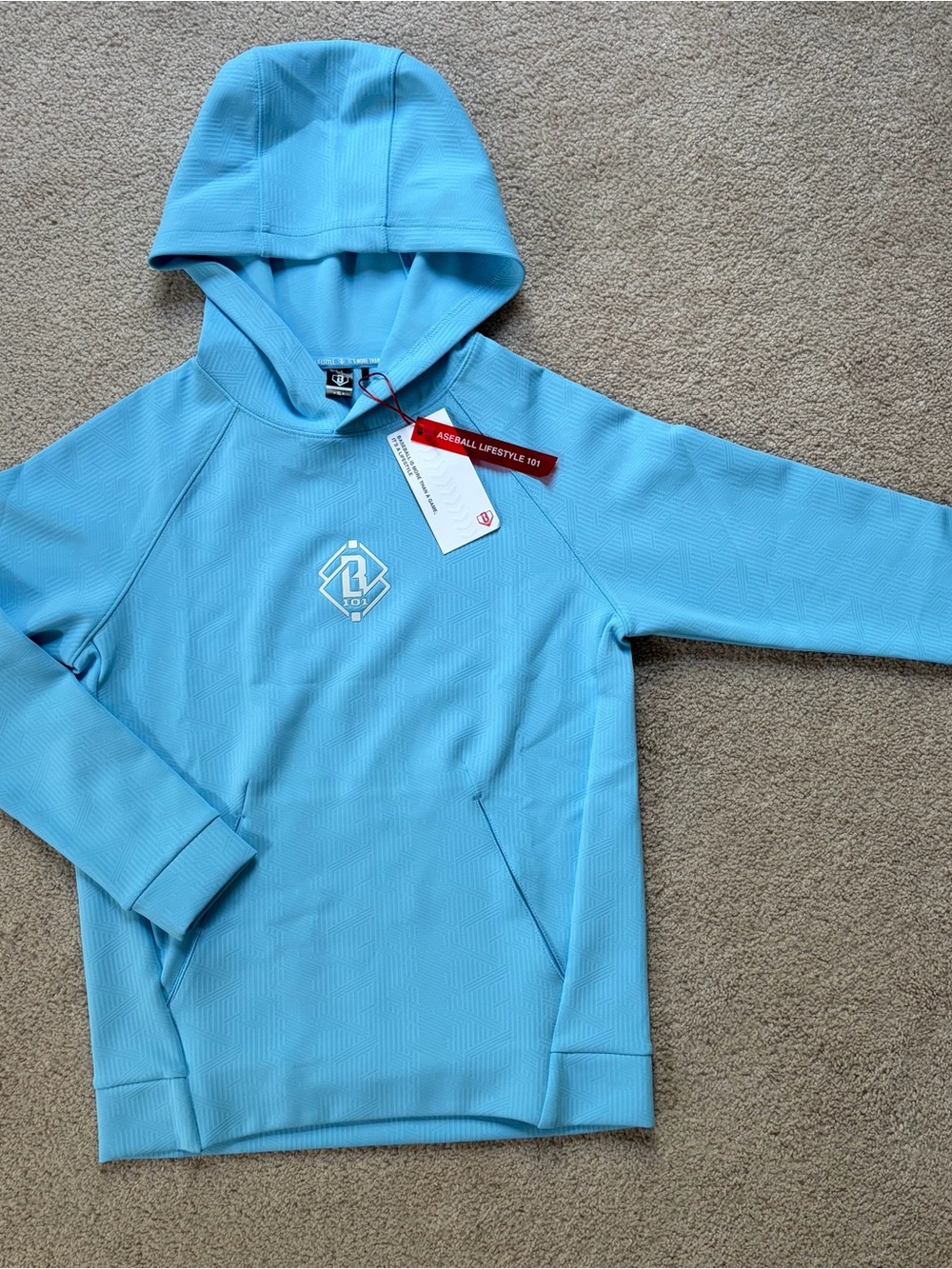 BASEBALL LIFESTYLE 101 youth large diamond tech jacquard youth hoodie blue NWT